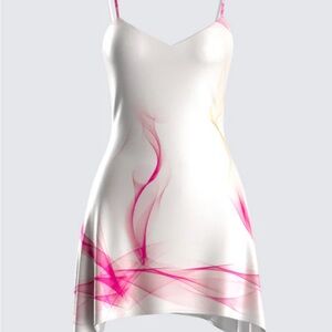 Finesse White Mini Slip Dress with Pink Accent